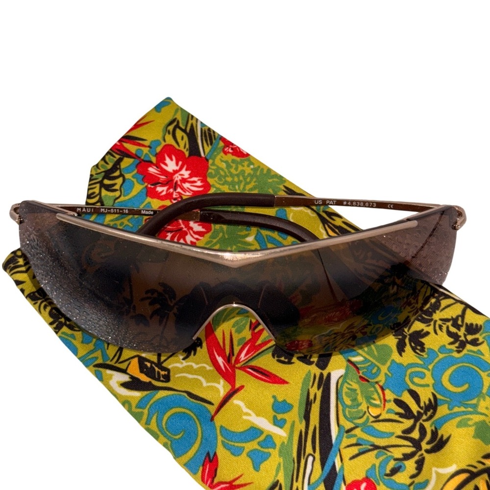 Vtg Maui Jim Sandbar Polarized MJ-511-16 Gold Shield Sunglasses Japan Rare